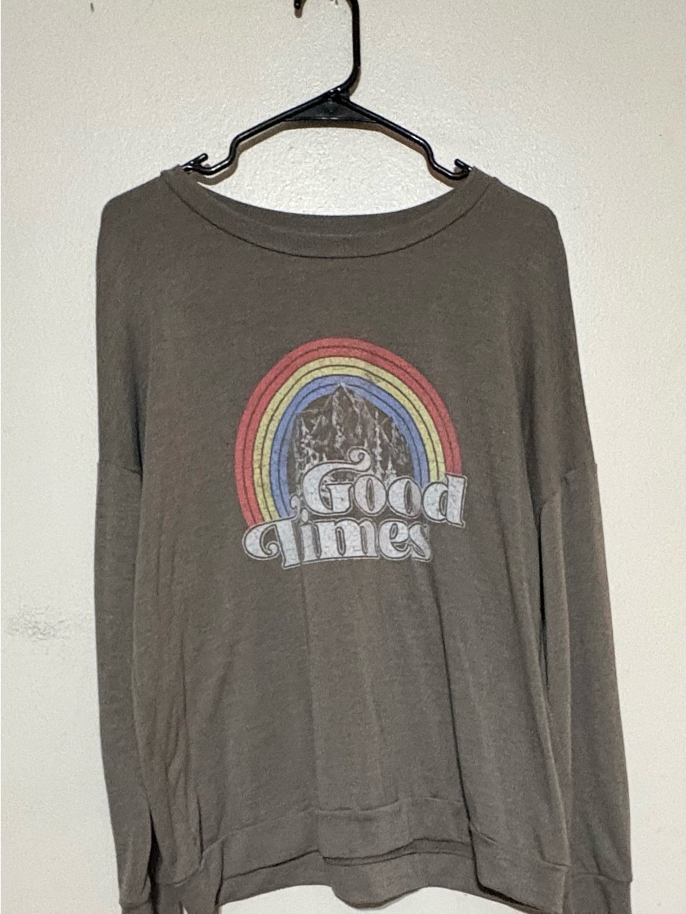 Kaileigh Gray Crewneck Top with Purple Accent Nails